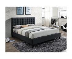 Letto matrimoniale con testiera capitonné 160 x 200 cm in Tessuto antracite - CHIARA
