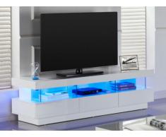Mobile TV FABIO - MDF laccato bianco - LED - 3 cassetti e 3 nicchie