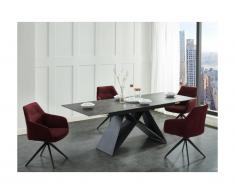 Tavolo da pranzo allungabile da 6 a 8 coperti in Ceramica e Metallo Nero - LIBSY