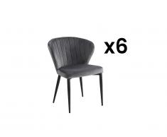 Sedia Velluto e Metallo Grigio - Lotto di 6 - CRUSTI