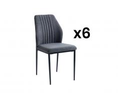 Sedia Tessuto e Metallo Grigio - Lotto di 6 - KIERA