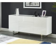 Credenza con 2 ante e 3 cassetti in MDF, Ceramica e Metallo Bianco - AZIMA