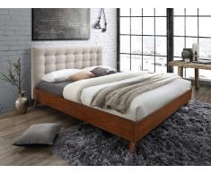 Letto matrimoniale alla francese 140 x 190 cm in Tessuto beige - FRANCESCO