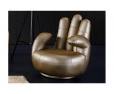 Poltrona a forma di mano girevole in similpelle Dorata - CATCHY
