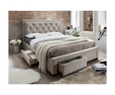 Letto matrimoniale con cassetti 160 x 200 cm in Velluto Champagne - LEOPOLD