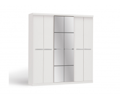 Armadio con specchio 6 ante L.203 cm Bianco - WILHEM