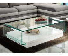 Tavolino GLOSS con ripiano in vetro temperato - Bianco