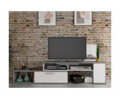 Mobile TV allungabile e modulabile 2 ante Bianco e calcestruzzo - DARYL