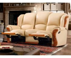 Divano 3 posti relax in pelle LOUMEA - Beige