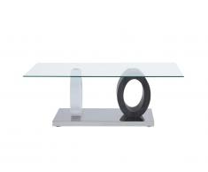 Tavolino in Vetro temperato e MDF Grigio e Bianco - AYANE