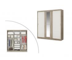 Armadio DIDDA - 3 porte scorrevoli - L 205 cm - Quercia e avorio
