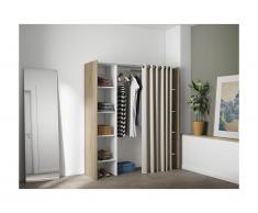 Armadio guardaroba allungabile L.112/185 cm Rovere e Beige - EMERIC