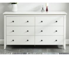 Comò ELEONORE - 6 cassetti - MDF laccato - Bianco