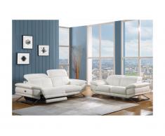 Divano relax 3 posti elettrico in pelle Bianco - PUNO
