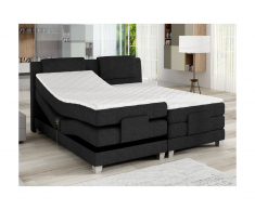 Set letto boxspring testata + reti relax elettriche + materasso + topper CASTEL di PALACIO - 2 x 80 x 200 cm - Tessuto antracite