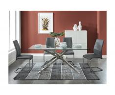 Set tavolo GLENDA + 4 sedie Trasparente e Antracite MAINE