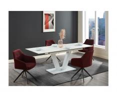 Tavolo da pranzo allungabile da 6 a 8 coperti in Ceramica e Metallo Bianco - NANOMA