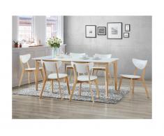 Set "Sala da pranzo": tavolo allungabile + 6 sedie CARINE - Bianco