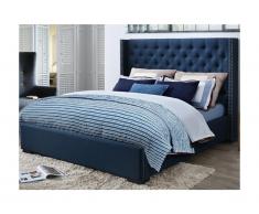 Letto matrimoniale con testiera capitonné 180 x 200 cm in Tessuto Blu - MASSIMO