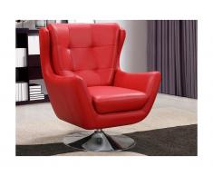 Poltrona girevole in pelle - Rosso - NARCISA