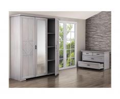 Armadio 3 ante con specchio L.172,5 cm Finitura quercia sbiancata - MAELIS