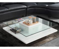 Tavolino ISANIA - Vetro temperato & base in MDF bianco