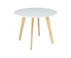Tavolo tondo COLETTE - 4 coperti - Hevea massello e MDF - Bianco