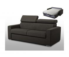 Divano letto 3 posti a ribalta in tessuto VIZIR - Marrone - Letto 140 cm