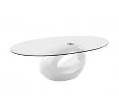 Tavolino design con piano in vetro temperato Bianco - PEBBLE II