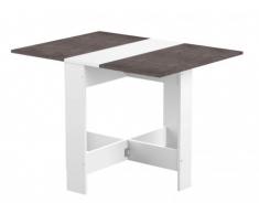 Tavolo da pranzo pieghevole FILIPA - da 4 a 6 coperti - Colore: Bianco e calcestruzzo