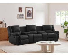 Divano relax a 3 posti in cuoio AROMA - Nero