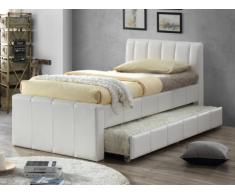 Letto a scomparsa ANDREA - 2x90x190 cm - Similpelle bianco