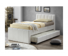Letto singolo con letto estraibile 2 x 90 x 190 cm in Similpelle bianco - ANDREA