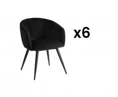 Sedia Velluto e Metallo Nero - Lotto di 6 - VADIM