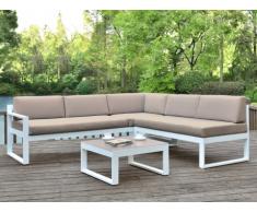Salotto da giardino PALAOS - Tavolino e divano angolare con schienale reclinabile 6 posti - Taupe
