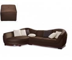 Divano 5p angolo sx pelle di bufalo + pouf CAPRI II Marrone