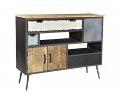 Credenza CHAPLIN - 3 ante e 3 cassetti - Legno di mango e metallo