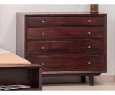 Comò 4 cassetti ALAINA - Legno acacia - L100 x P45 x H85 cm