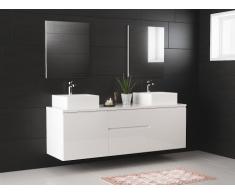 Set per bagno JIMENA sospeso con doppio lavabo e specchi - bianco