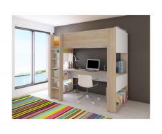 Letto a soppalco con scrivania e scomparti integrati 90 x 200 cm - NOAH