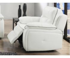 Poltrona relax elettrica in pelle CATANE - Bianco e profilo grigio