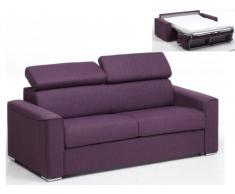 Divano letto a 3 posti a ribalta in tessuto VIZIR - Viola - letto 140 cm