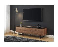 Mobile TV con 2 ante e 2 cassetti in MDF, Ceramica e Metallo Noce - AZIMA