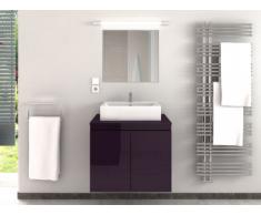 Mobile per il bagno LAVITA II sospeso con lavabo semplice e specchio - Prugna