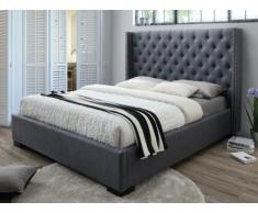 Letto matrimoniale con testiera capitonné 180 x 200 cm in Tessuto Grigio - MASSIMO