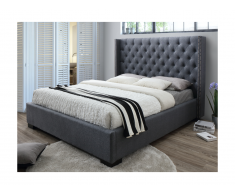 Letto matrimoniale con testiera capitonné 180 x 200 cm in Tessuto Grigio - MASSIMO