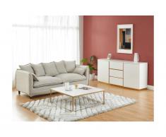 Credenza con 2 ante e 3 cassetti in MDF e Acciaio Bianco - FERIHANE