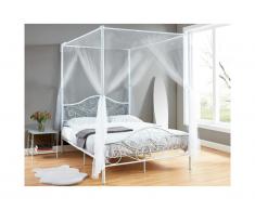 Letto matrimoniale alla francese con baldacchino 140 x 190 cm in Metallo Bianco - LEYNA