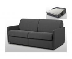 Divano letto 3 posti a ribalta in tessuto CALIFE - Grigio - Letto 140 cm - Materasso 14 cm