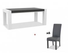 Set tavolo da pranzo ASTEROIDE + 6 sedie ROVIGO grigie